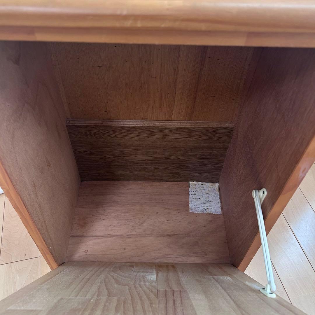 北欧　ダストボックス　パイン集成材　ダスト収納　タイル張り　24ℓバケツ付き