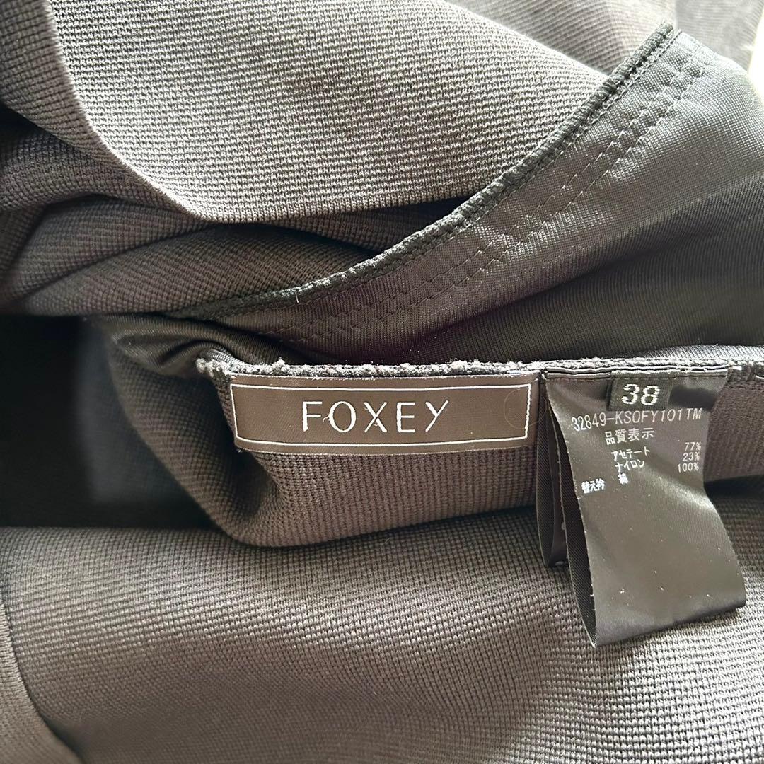 【美品】FOXEY フォクシー　グラシュー 白襟　長袖ワンピース　38 ブラック