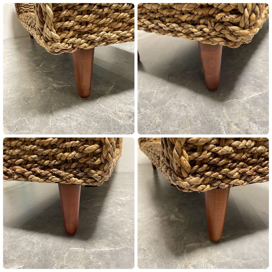 アジアン家具 アバカセンターテーブル 強化ガラス天板 収納棚付き 南国　バリ風