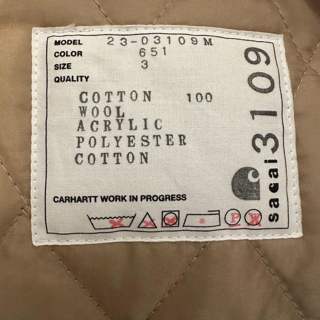 sacai Carhartt サカイ シベリアンコート ベージュ サイズ3