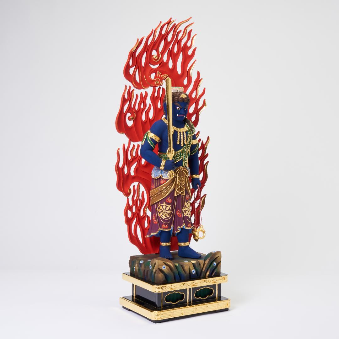 楠　立青不動明王　70ｃｍ　濃彩切金  #073