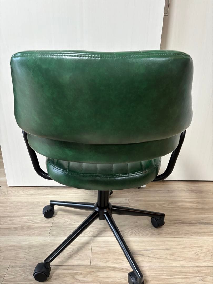 デスクチェア ヴィンテージ調 カフェ風 おしゃれ 肘.キャスター付き グリーン
