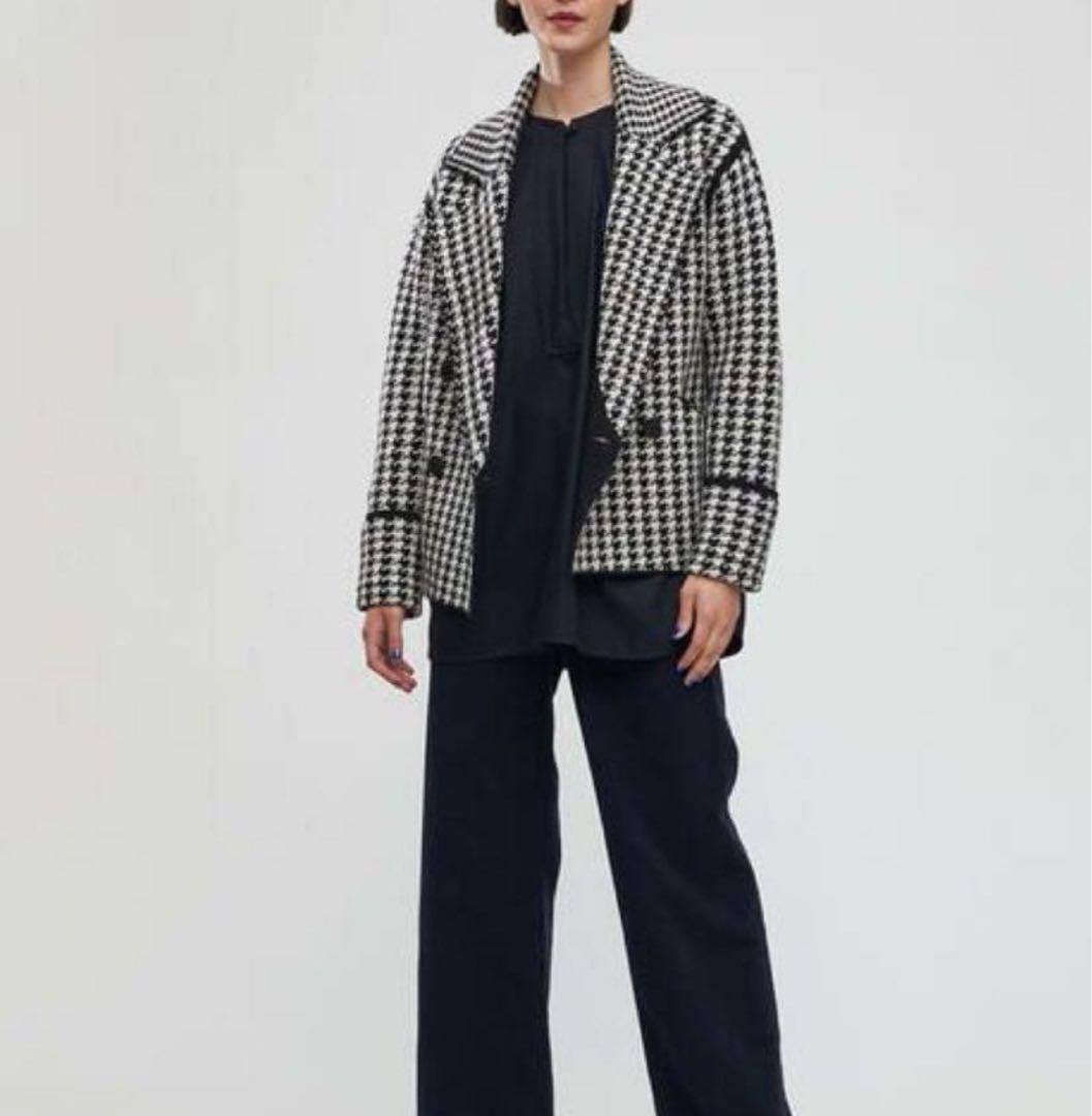 ダブルフェイスジャカードダブルブレストジャケット　デプレ　ネイビー