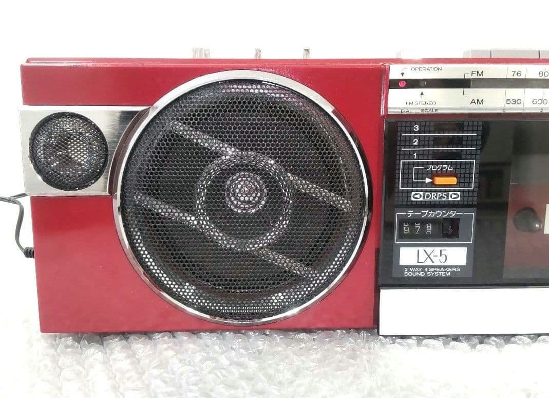 ラジカセ　８０年代　日立　ＬＸ－５　・　ラジオＯＫ、テープＮＧ　ジャンク