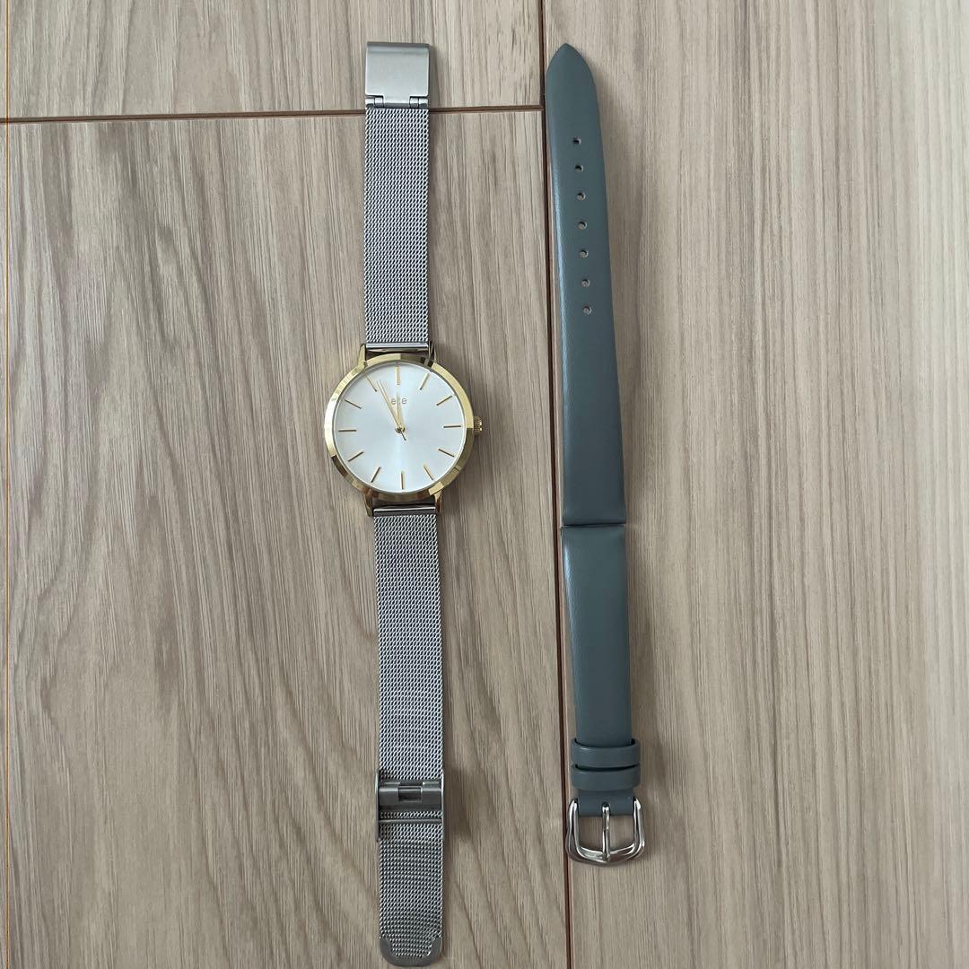 更に値下げ中 ete 腕時計シルバー（ゴールド羅針盤）