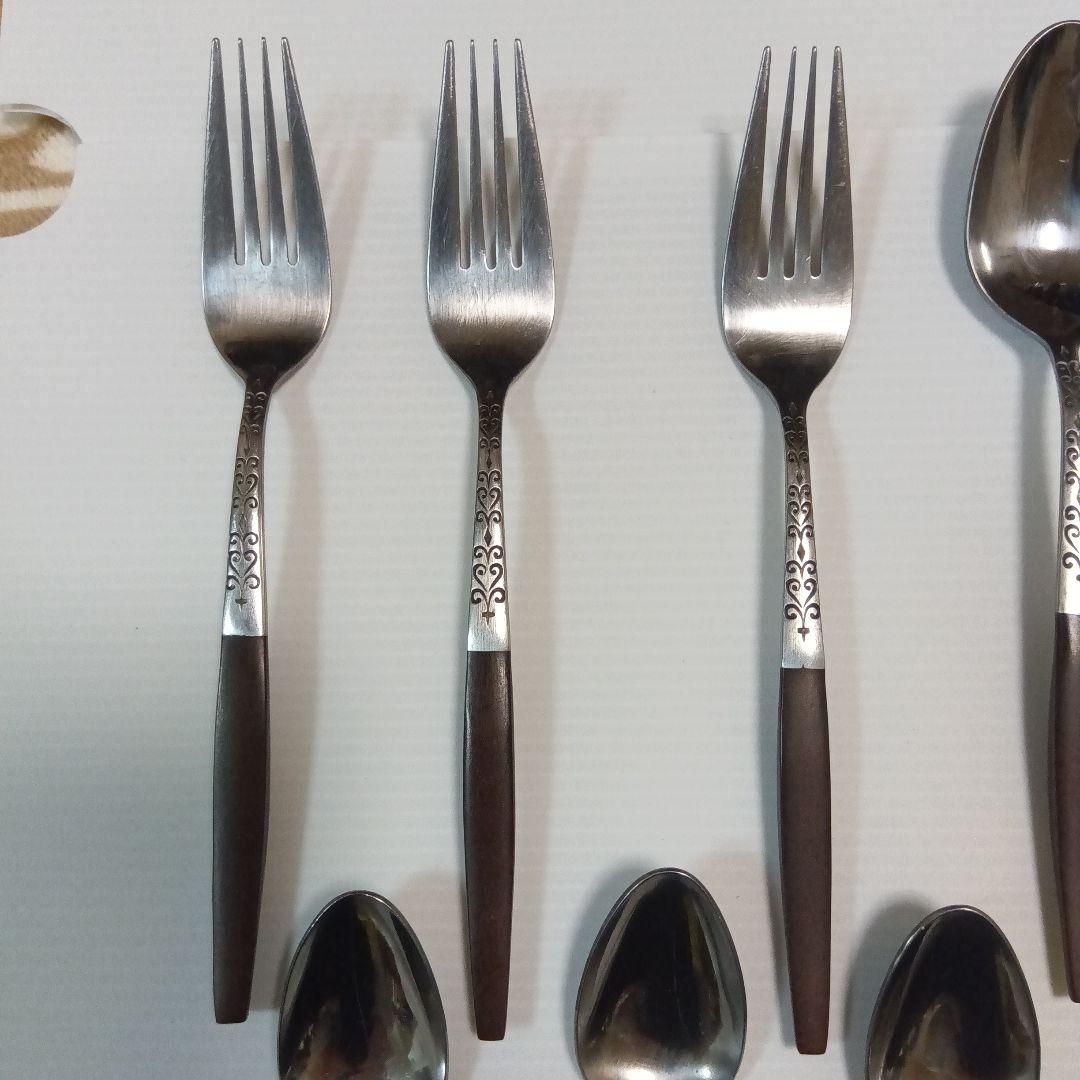 ミッドセンチュリー　カトラリー　フォーク/ ナイフ／スプーン２種　３セット12本