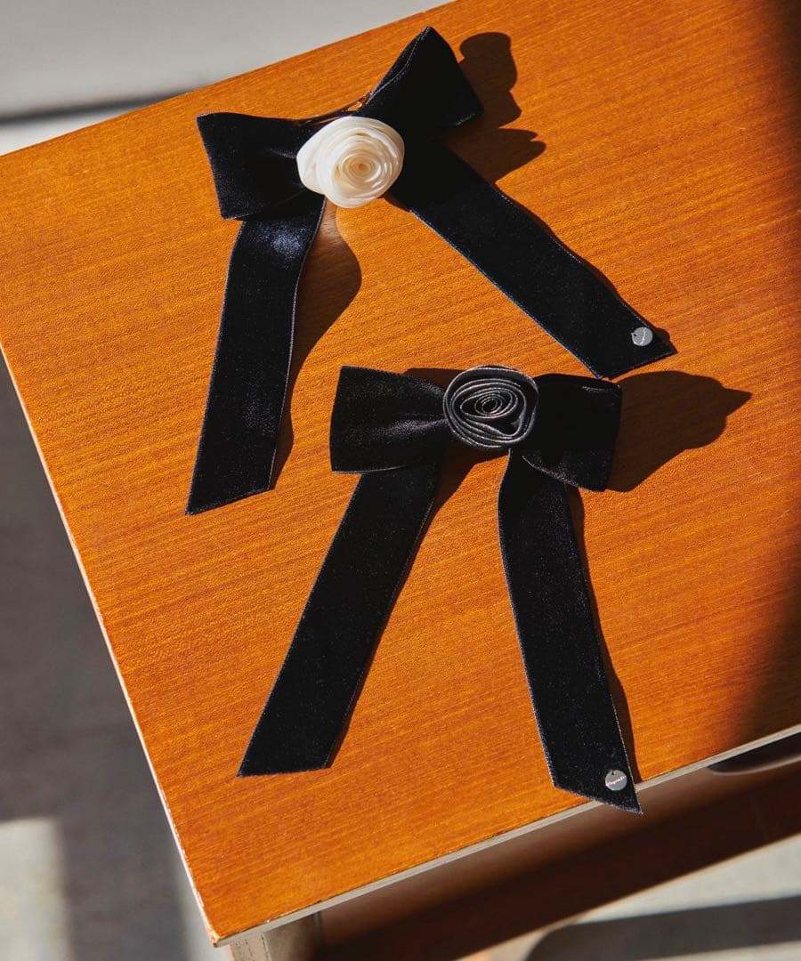 ヘアアクセサリー Chapeau d' O Rose Ribbon Barrette