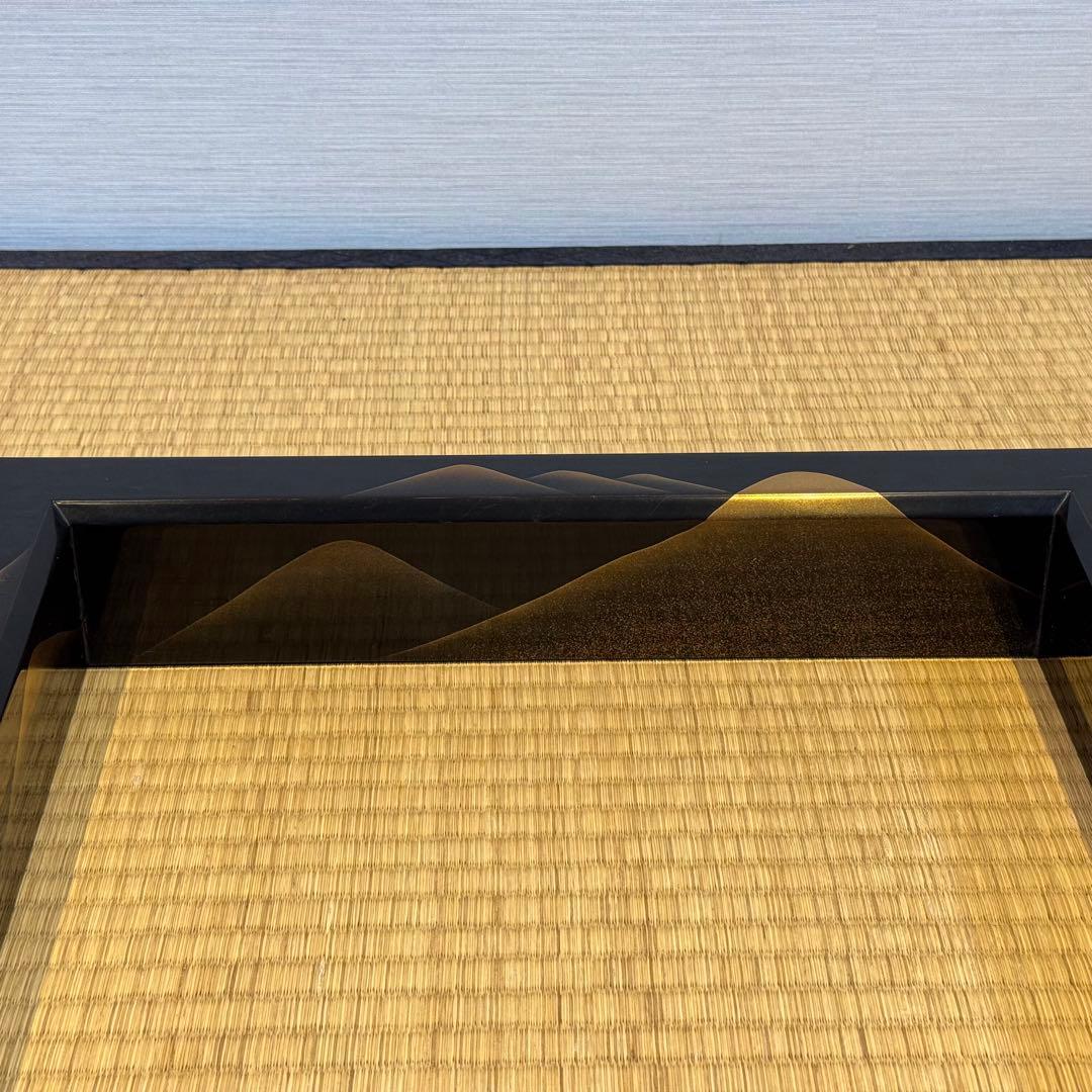 蒔絵師 細川司光 作 遠山蒔絵 炉縁 共箱 木製漆器 茶道具