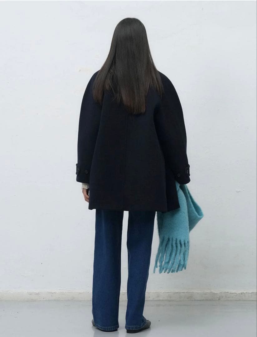 GENERAL IDEA ウールバルマカンハーフコート ネイビー