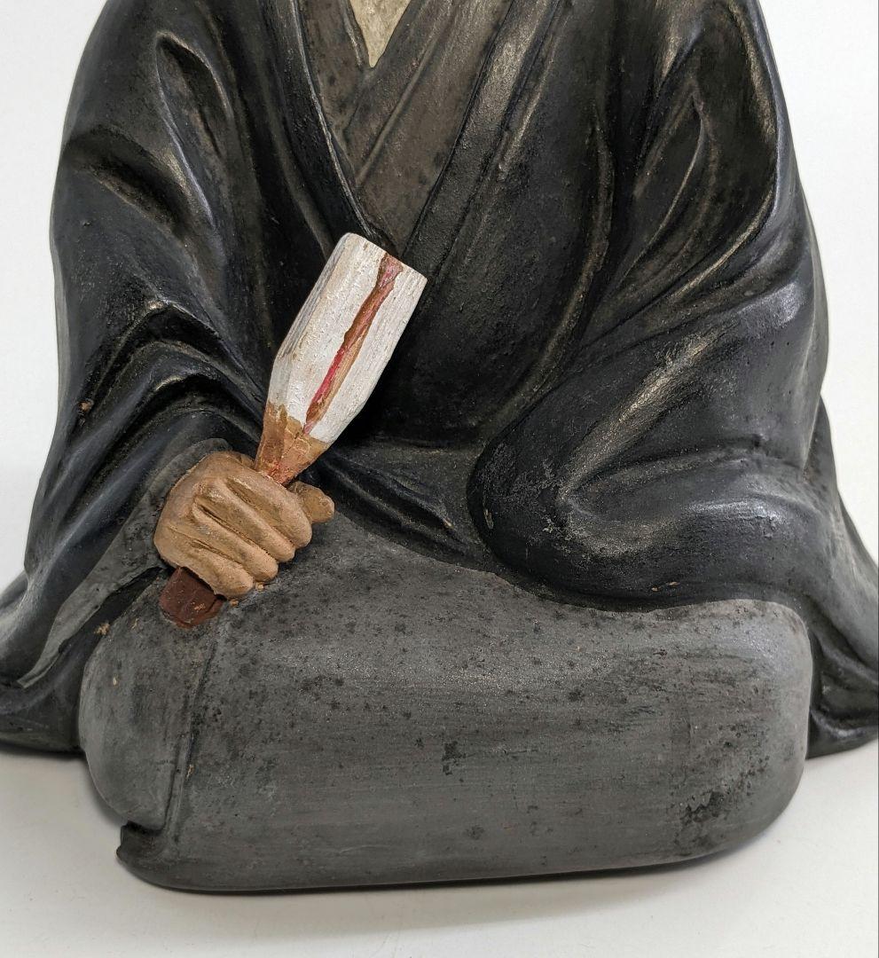 英昌堂泰山 京焼 千利休像 共箱合布 清水焼 陶器人形 置物 彩色陶器 千宗易