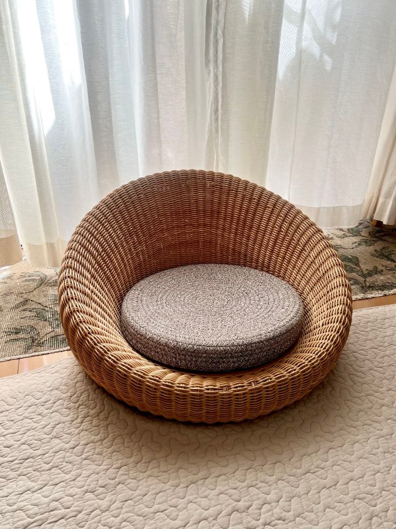 ラタンチェア　座椅子　籐椅子　レトロ　アンティーク