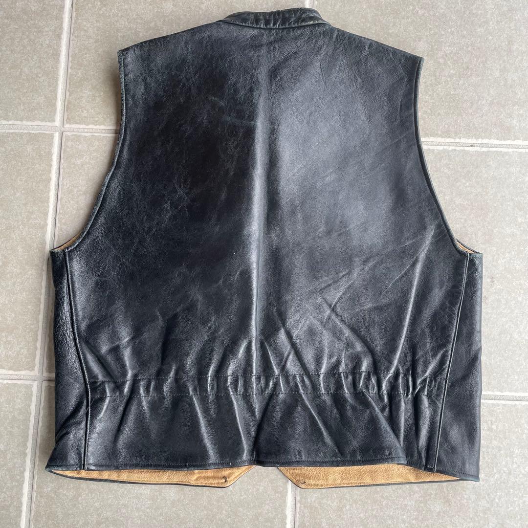 ユーロヴィンテージ　モーターサイクル　レザーベスト　2 ririジップ