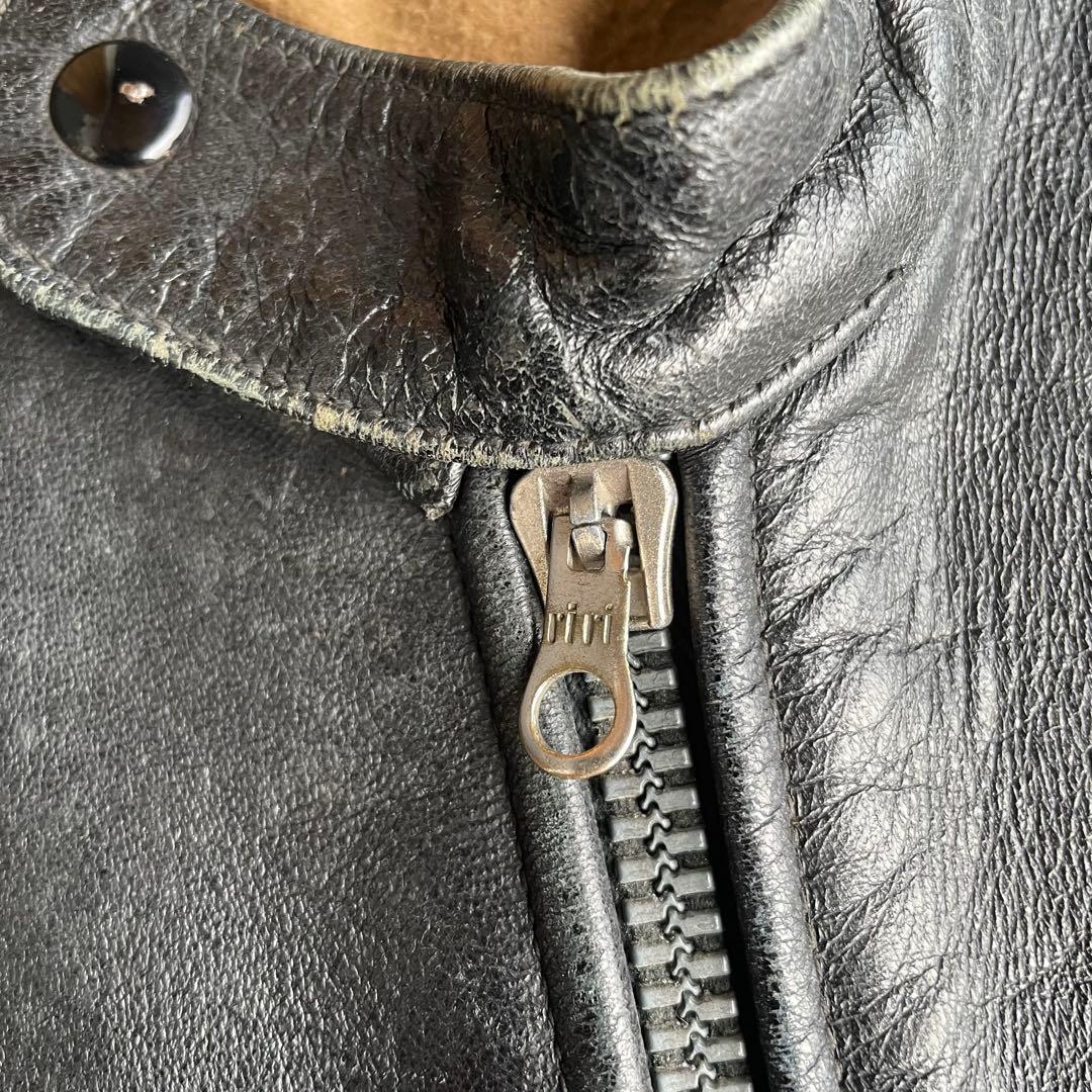 ユーロヴィンテージ　モーターサイクル　レザーベスト　2 ririジップ