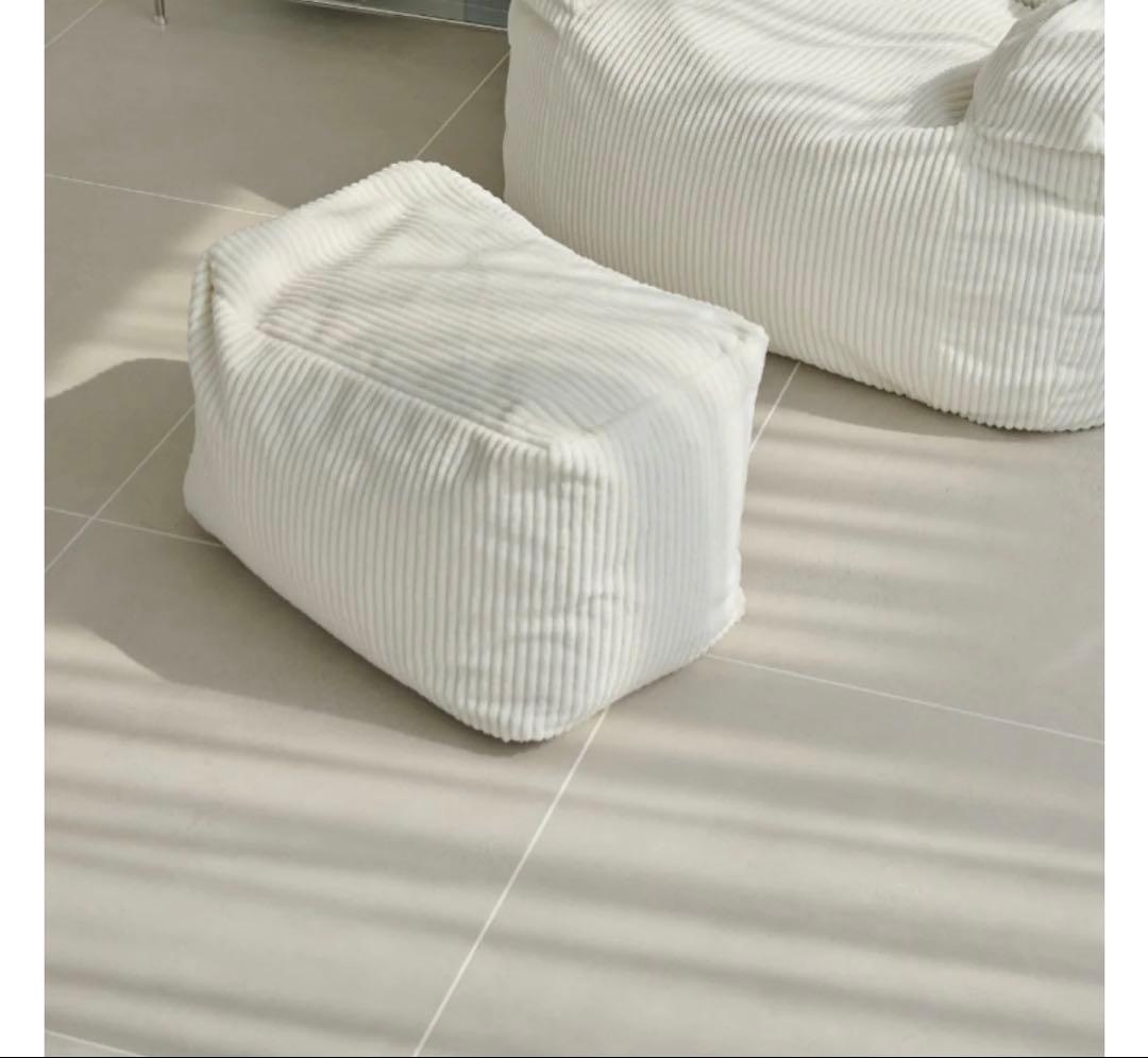 【LOOSY 2人掛けビーズソファ Ivory】＋ビーズオットマンカバー