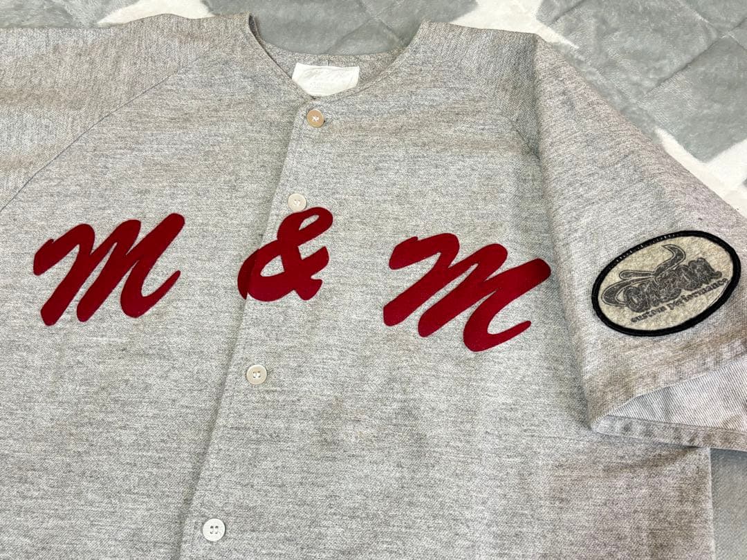 m&mエムアンドエム★鬼レア★1990年代 初期★ベースボールシャツ灰×赤L