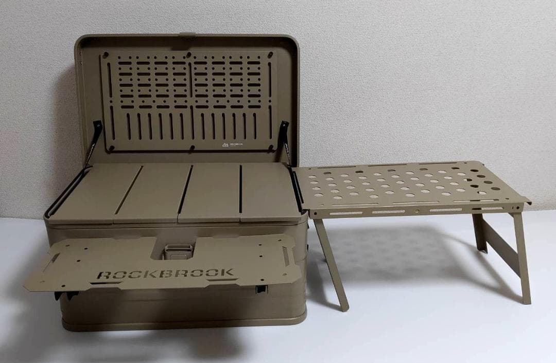 アルミコンテナ　50L　フルカスタム　カーキー　キャンプ　新品送料込み