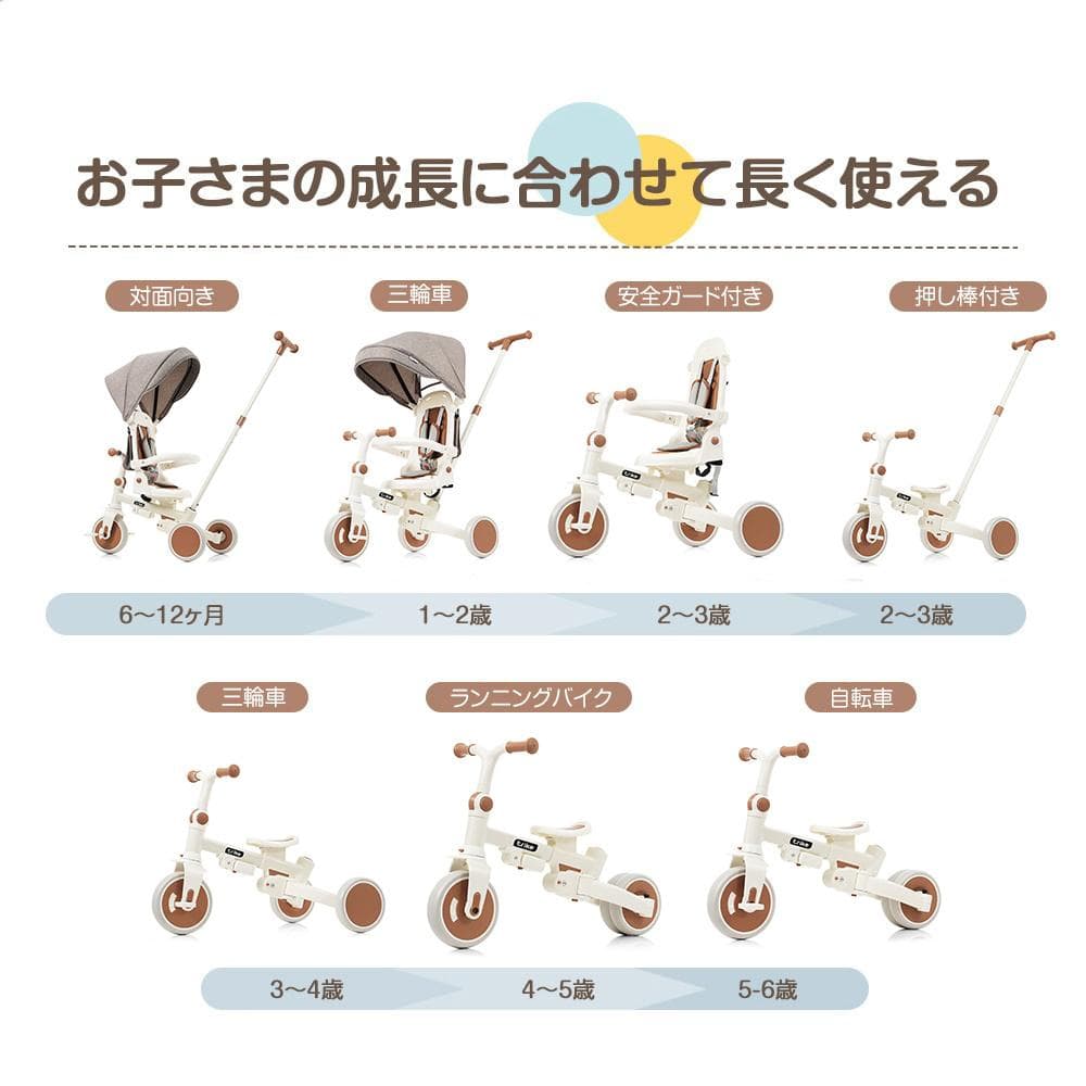 子供用三輪車 折りたたみ 手押しかじとり 7in1 7WAY 1歳 2歳 3歳