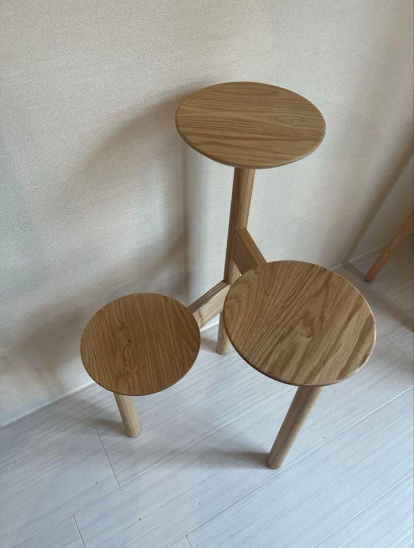 美品　旭川家具　MUKU工房　コサイン　プランスタンド　タモ材♡