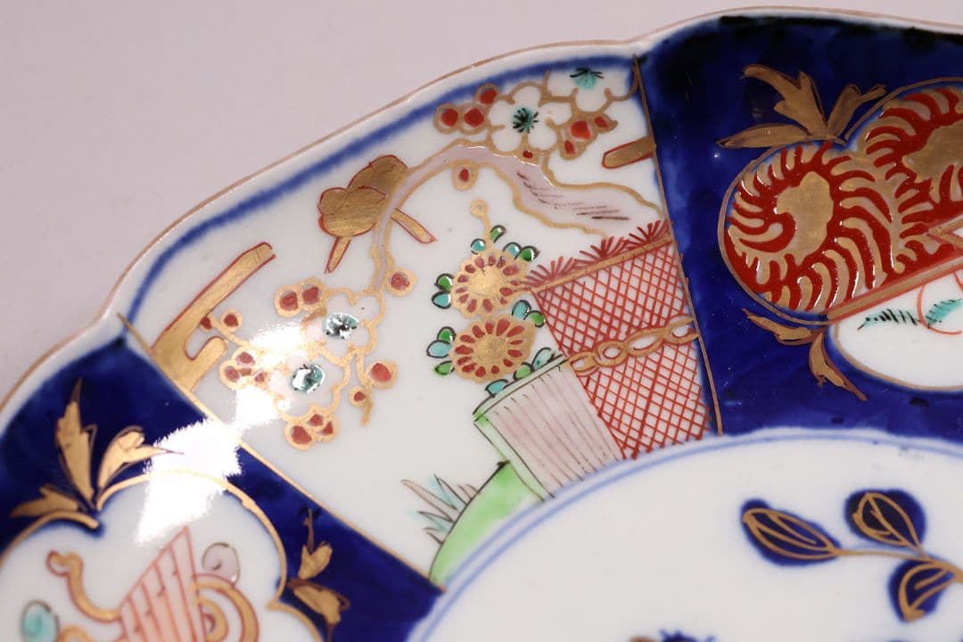 【CM120】古伊万里 色絵 中皿 2枚 盛皿 幅22.3cm 錦手 花鳥 草花