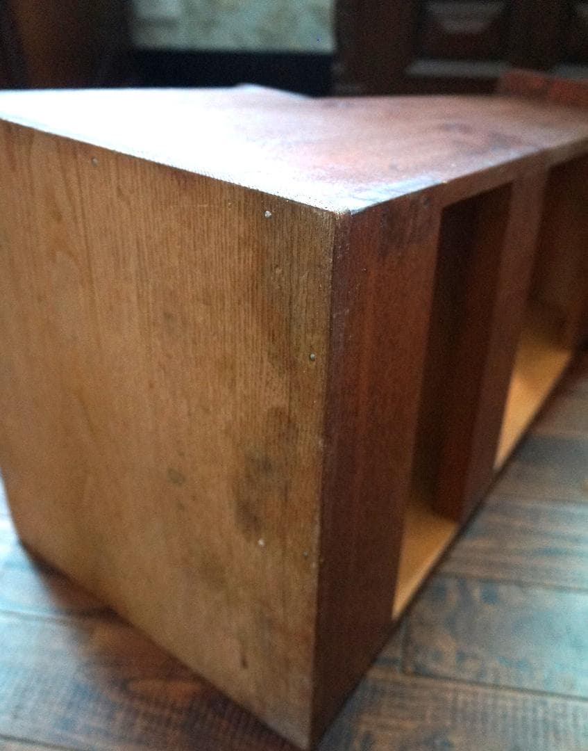 昭和レトロ・木製・踏み台・階段・2段・飾り台・ディスプレイ台・収納スペース有り