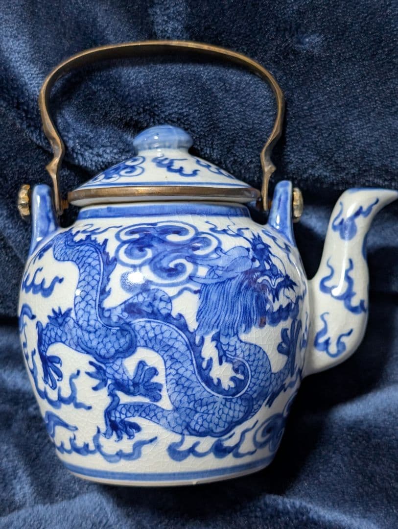 優*希様 中国古美術 大清順治年製 古染付 雲龍文水注 急須 骨董 中国南京焼