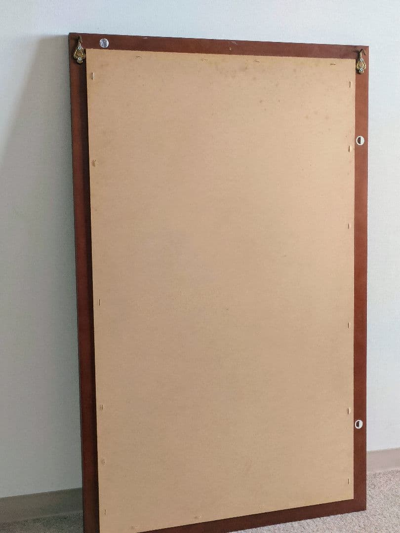 ドイツ家具アンティーク　マホガニー木製壁掛け鏡 大型105×65cm