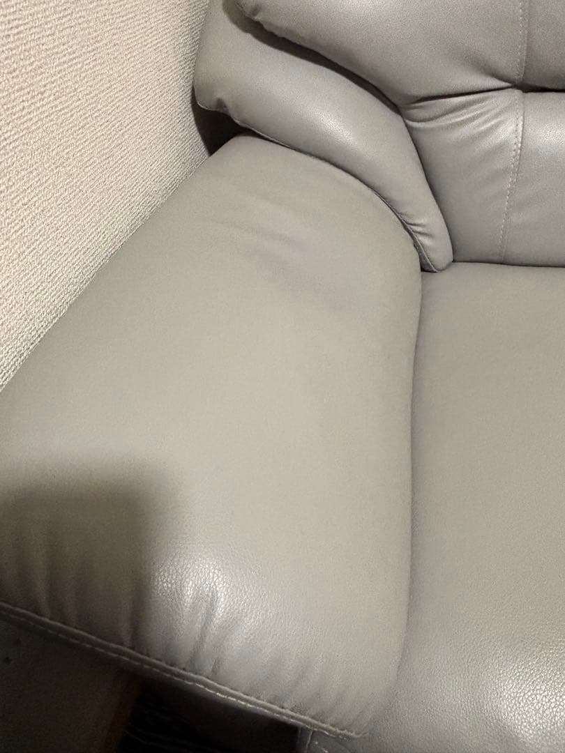 ソファ 2人掛け グレー 合皮 レザー 布製 二人掛け ローソファ Gino