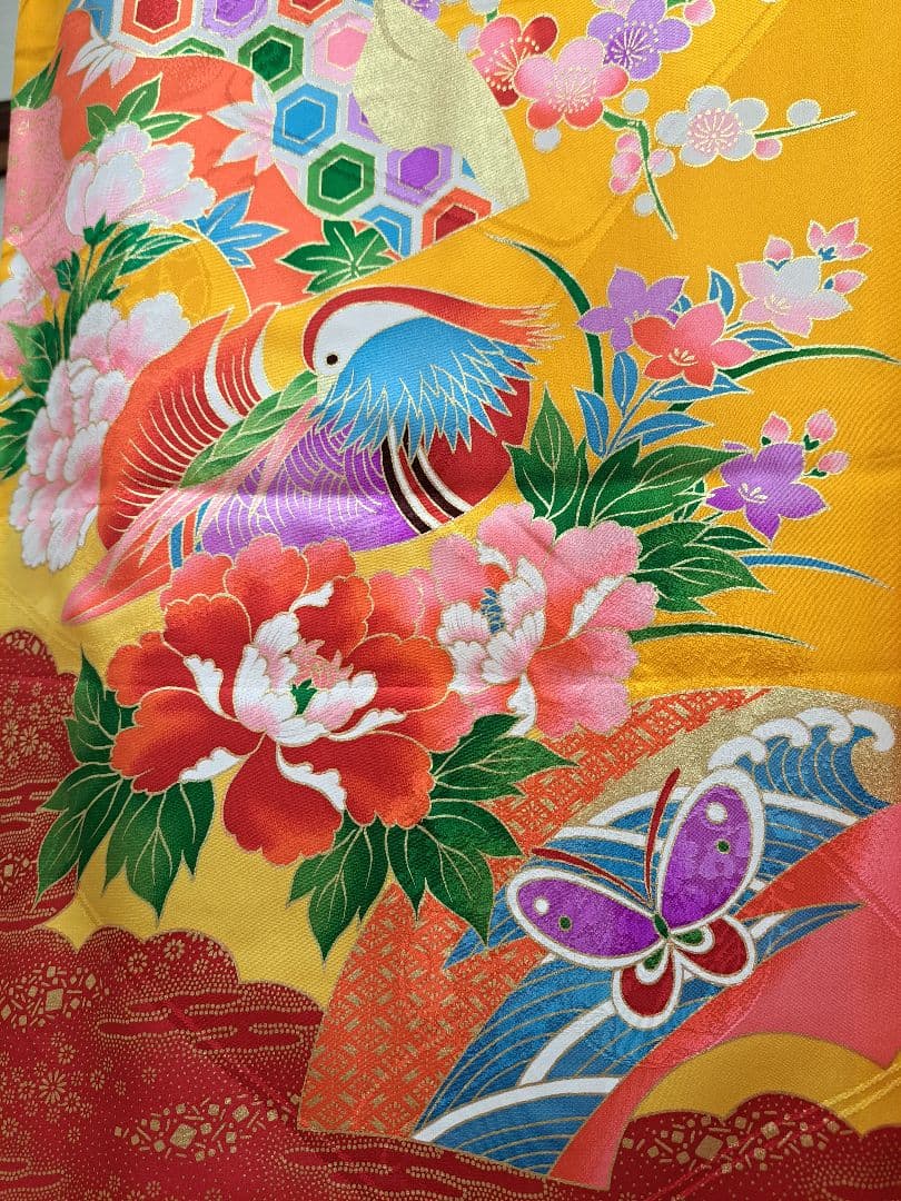 【正絹】七五三 ７歳　四ツ身　長襦袢・重ね襟付き★新品未使用★匿名配送★