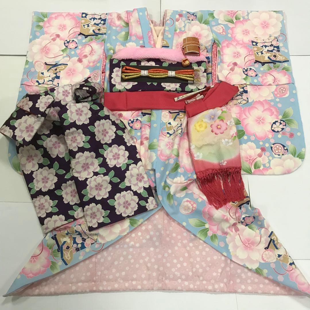 舞妓さん　爽やか水色　だらり帯　テリア　うさぎ　八重桜　ポンポネット