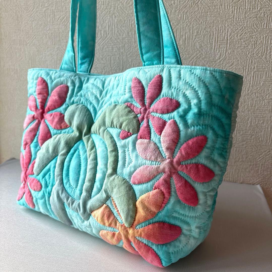 ハワイアンキルト　ハンドメイド　トートバッグ