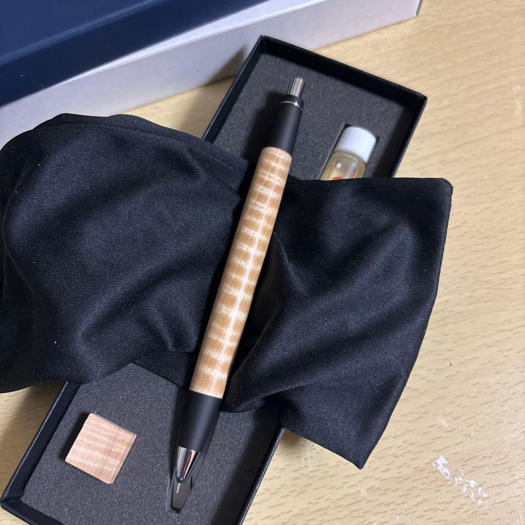 新品　野原工芸 栃縮杢 新型シャーペン0.5mm シルバー(SANZOクリップ)