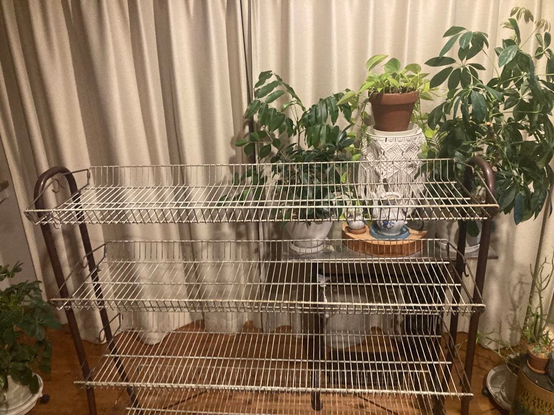 昭和レトロ　大型ワイヤーラック4段仕様　ジャンクガーデニング　シャビーラック13