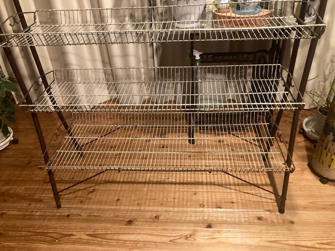 昭和レトロ　大型ワイヤーラック4段仕様　ジャンクガーデニング　シャビーラック13