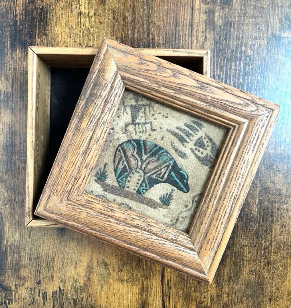 ネイティブアメリカン ナバホ族 サンドアート 砂絵ボックス　小物入れ