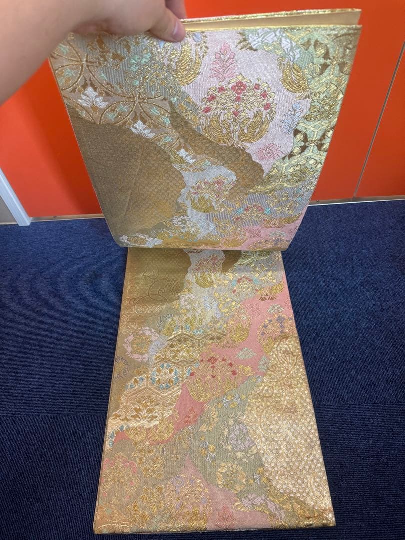 1936 袋帯 古代彫金紋  西陣織   金糸　高級上質上品　約440cm未使用
