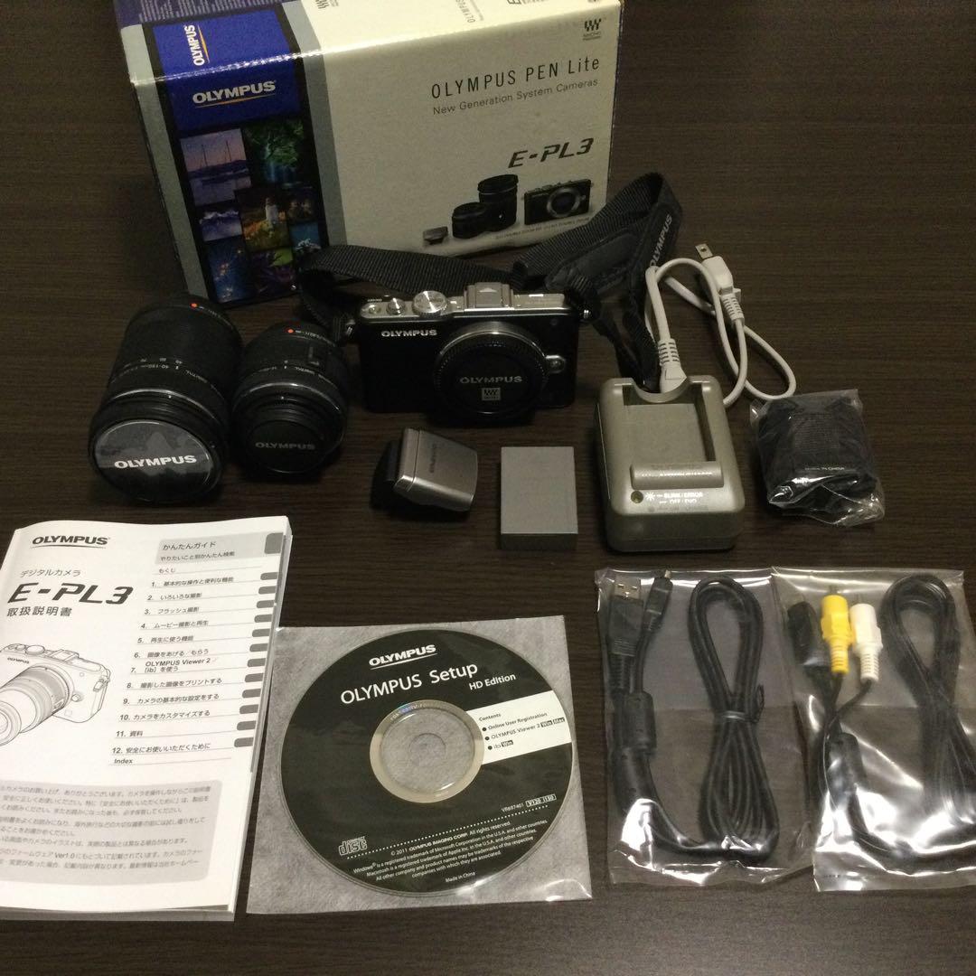 OLYMPUS E-PL3 マイクロ一眼カメラ ダブルズームキット ブラック