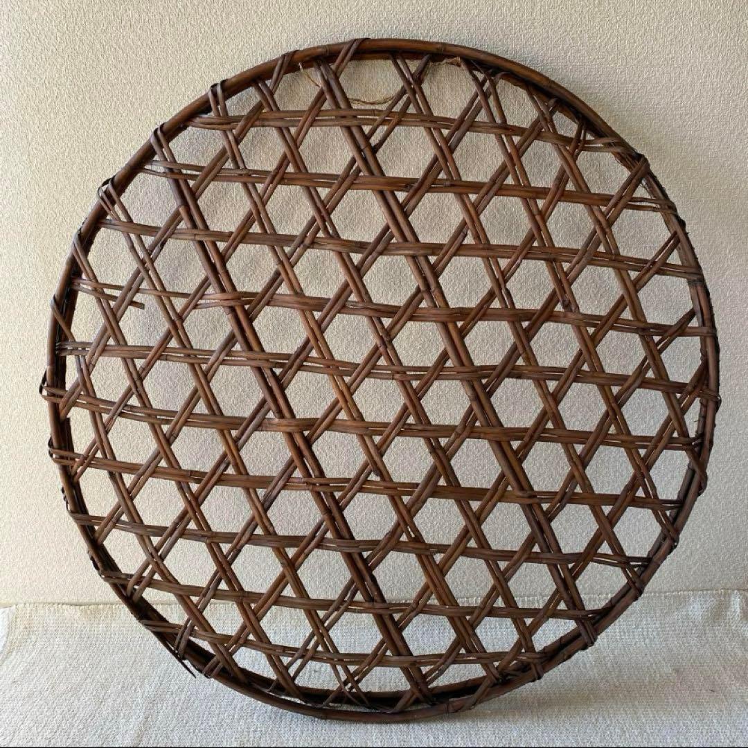 アンティークお蚕籠 古道具 竹カゴ 大笊 骨董 壁飾り 昔道具 植栽飾り