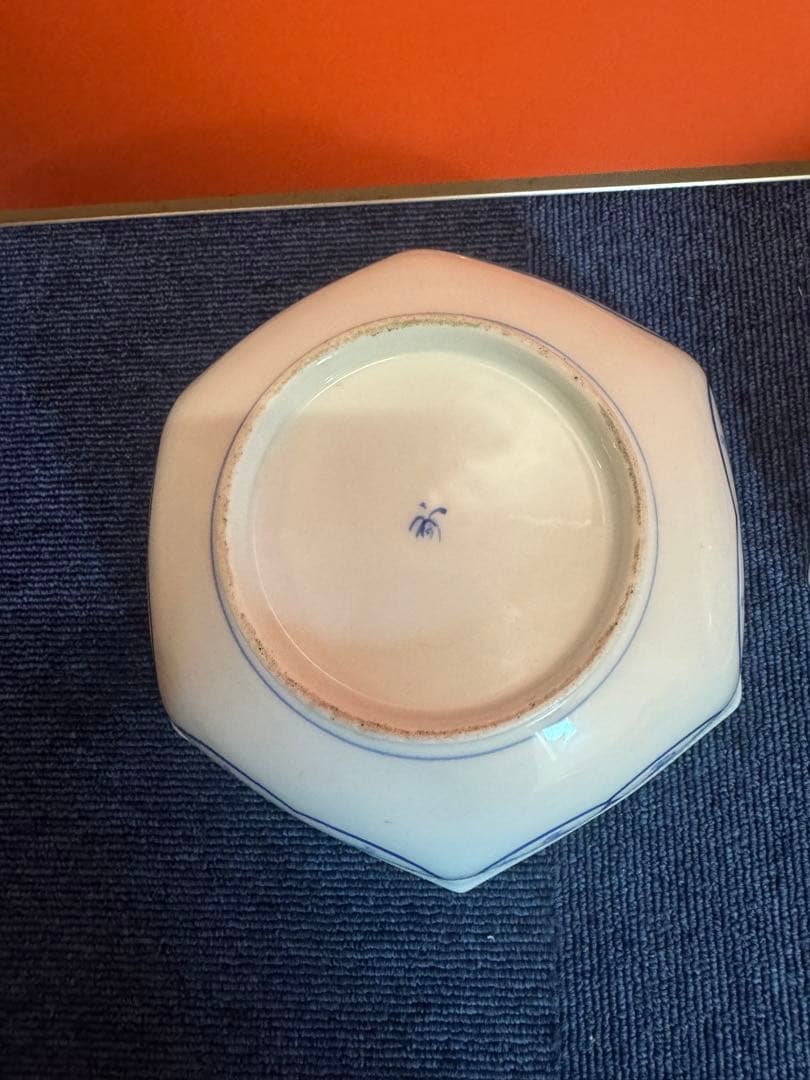 1885 香蘭社　染付鳳凰文　六角深鉢　2客　時代物