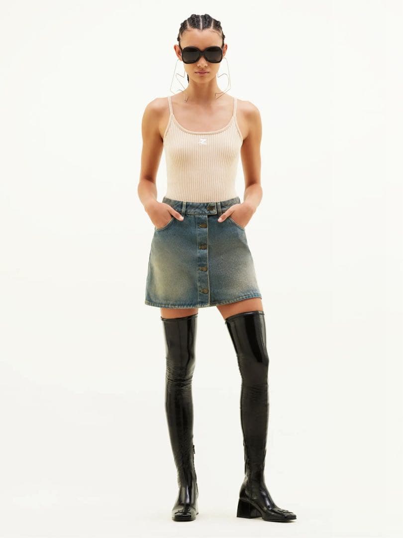 courreges クレージュ リブニット キャミソール