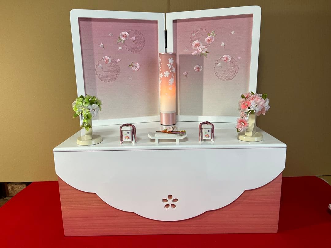 収納式親王飾り　白桜　セット