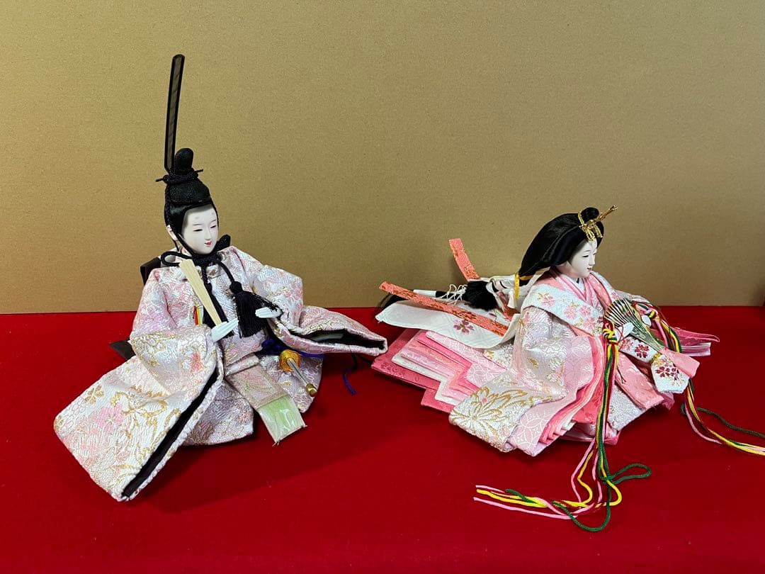 収納式親王飾り　白桜　セット