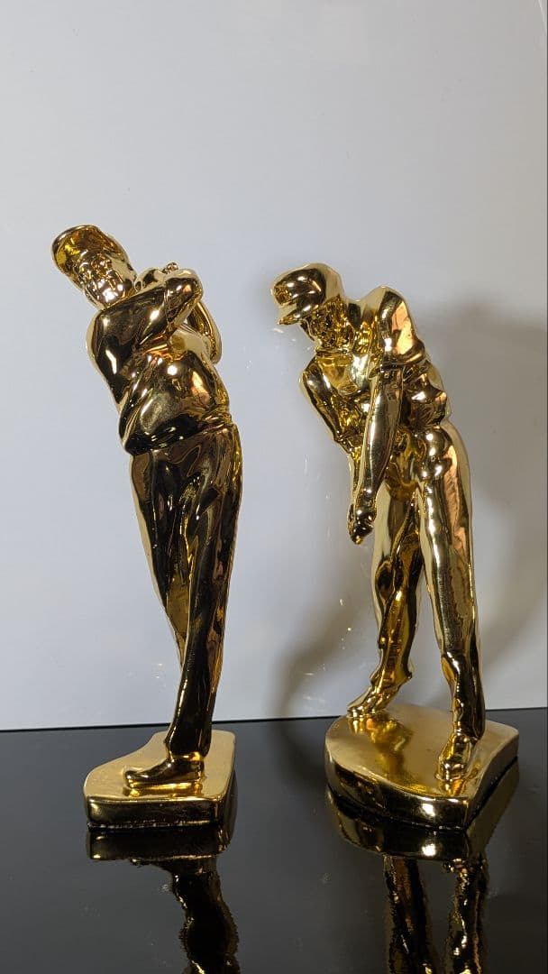 ゴルフ ゴルファー フィギュア 置物 ゴールド アンティーク 彫刻