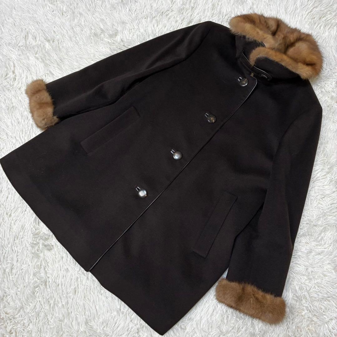 DELBA PIACENZA ロングコート　ファーコート　カシミア　ブラック