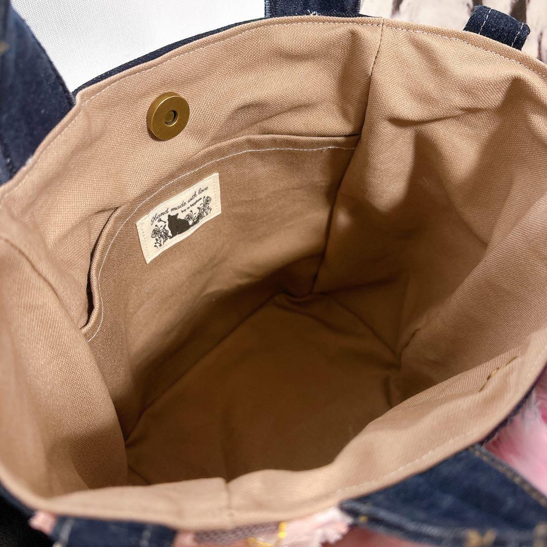 カ*ミ様 コヤンイサムチョン　バック　ピンクレオ×こいんちゃん　デニムリメイク