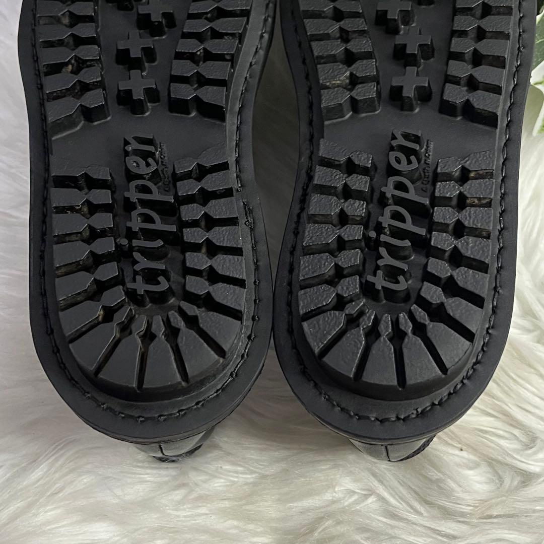 美品　トリッペン　ハーフェル レースアップシューズ　ブラック　レザー