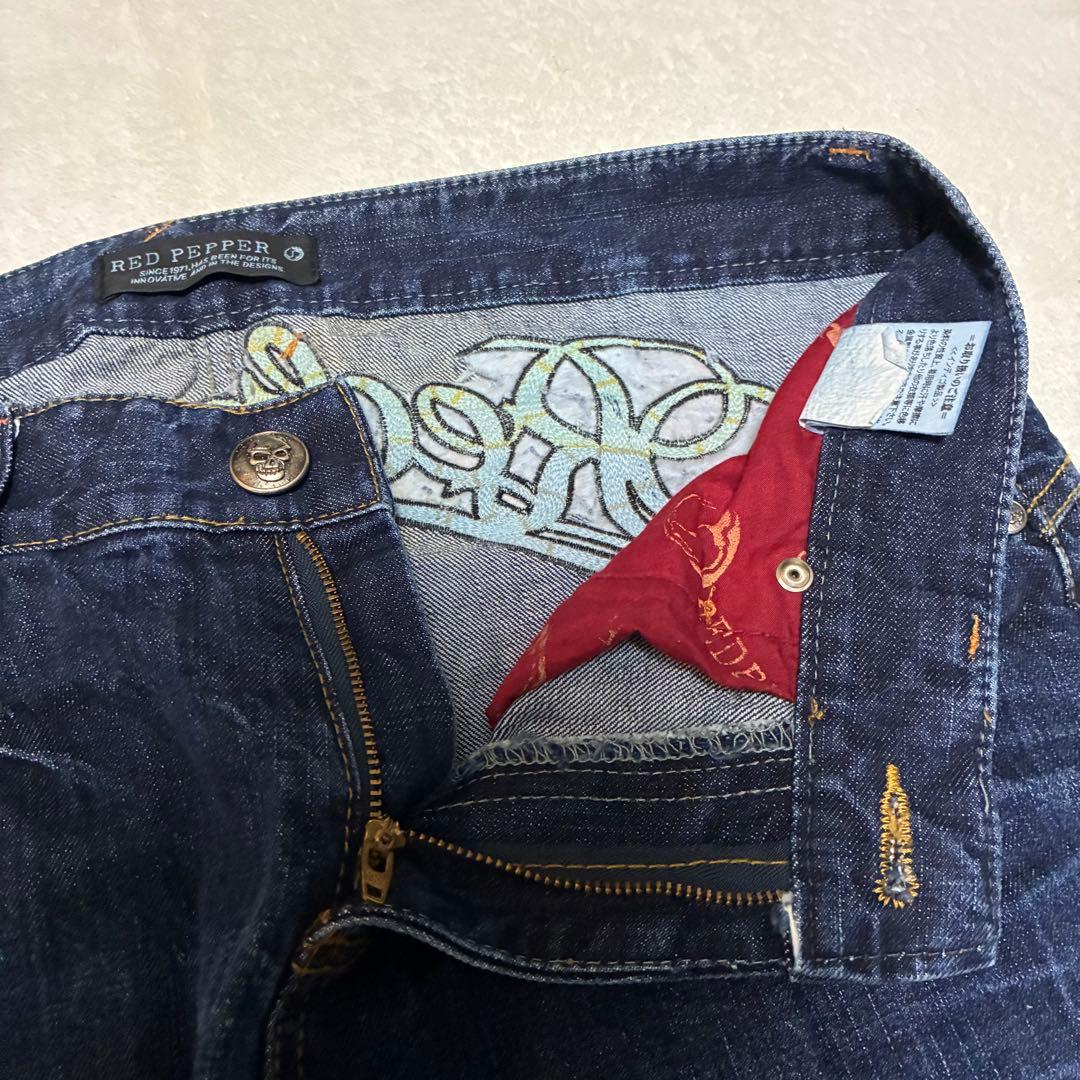 【極美品】RED PEPPER ed hardy デニム 鬼ヒゲ 濃紺 32