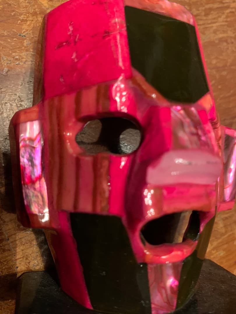 【希少】石仮面の置物（小）ピンク　メキシコ　遺跡関係