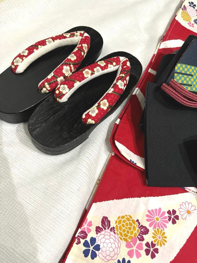 限定1☆浴衣 大正ロマン アンティーク 浴衣 麻の葉　猫 赤 白 黒猫