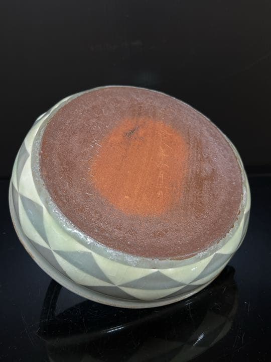 十三代 中里太郎右衛門 本人作 唐津青磁象嵌 鱚文 手付鉢 桐共箱 茶道具