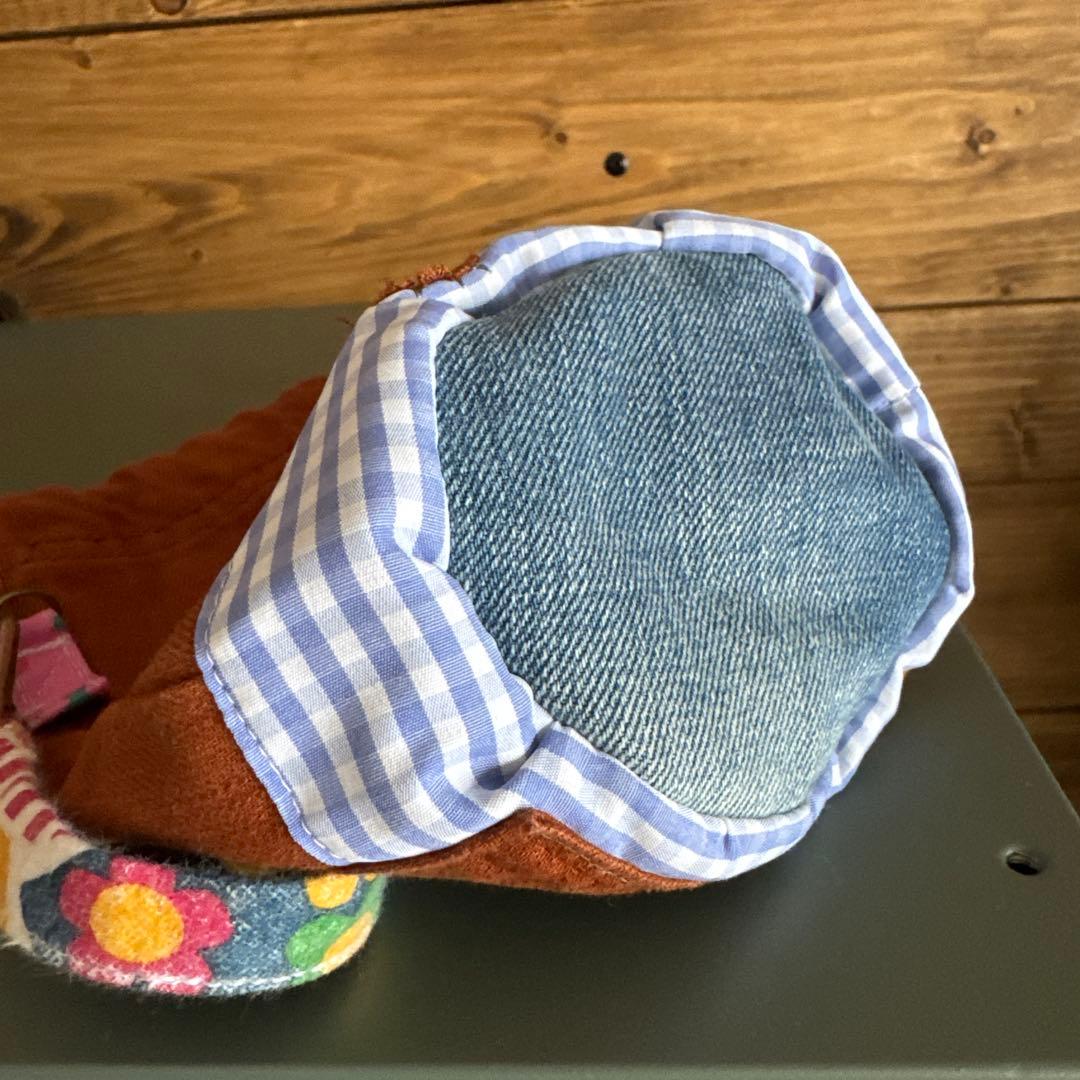 ハンドメイド デニムリメイク バッグ くまさん 楕円底 2way 55
